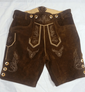 OKTOBERFEST Mens Bavarian Lederhosen Brown Oktoberfest Leather Trousers