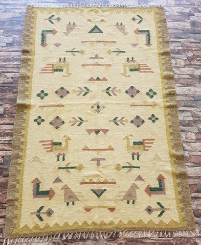 Vintage Handmade Traditional Swedish Kilim Floor Rug Carpet 164x111 cm