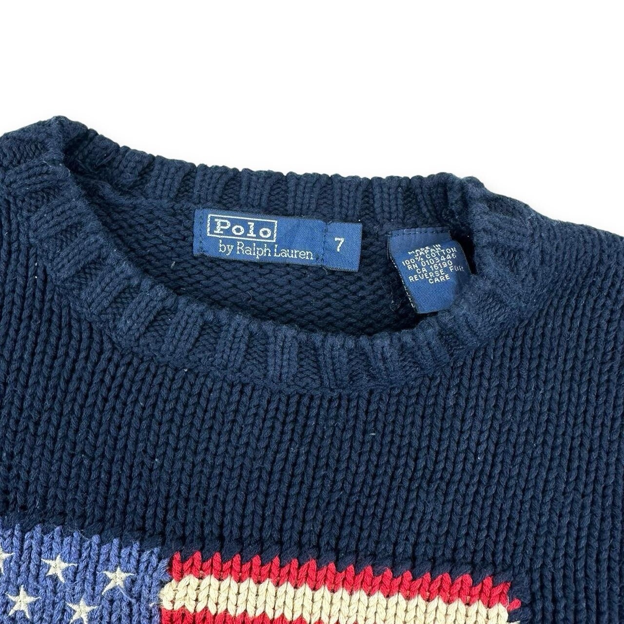 RARE Vtg Ladies Polo Ralph Lauren Flag Knit Jumper, Navy, Fits XS  SWT1485 image 6