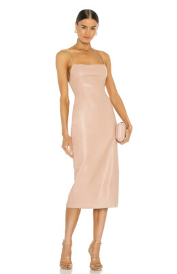 MISHA Rory Dress Nude Beige Faux Leather Open Tie Back US 0 NWT $311 | eBay