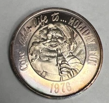 1976 Coca-Cola .999 Silver Round - Santa Coke Adds Life to Holiday Fun