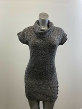 Majora Women's Cowl Neck Sweater Dress Size Large Gray Short Sleeve Acrylic 