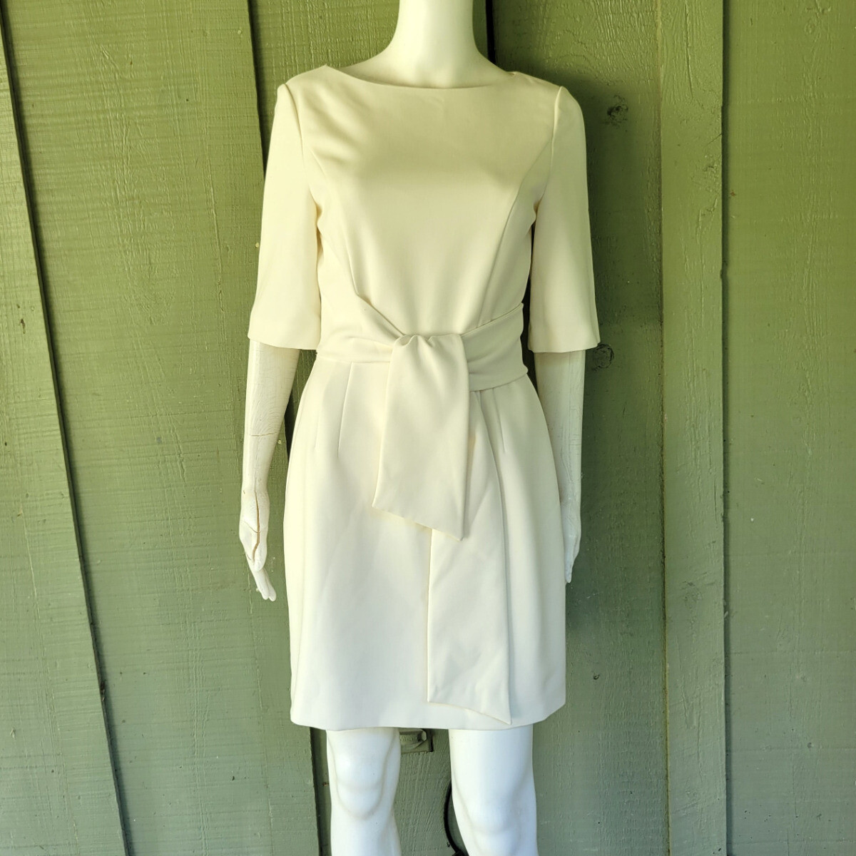 olivia jersey wrap dress ALICE + Virgin Boat Neck Belt 4 Off White clothes: short dresses