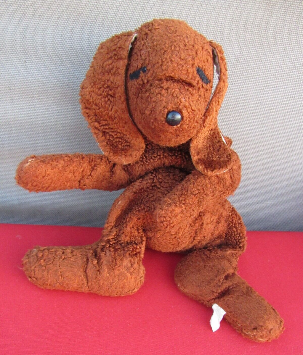VINTAGE BROWN PLUSH HOUND DOG BEAR FLOPPY SLEEPY DOLL BANTAM MORGAN RARE  TOY 17