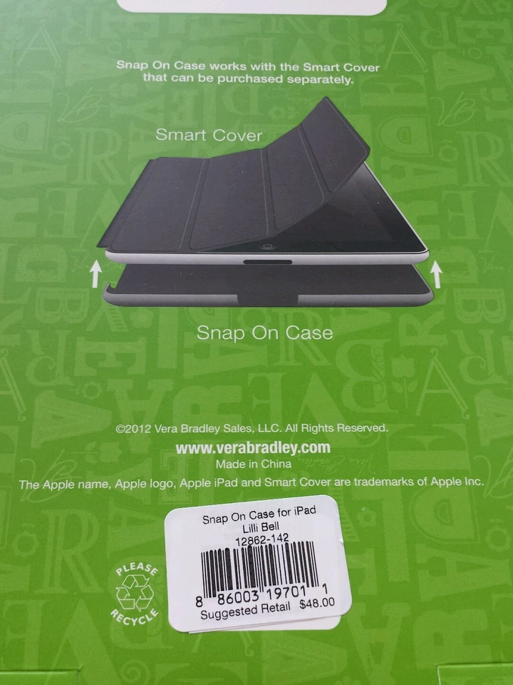 VERA BRADLEY LILLI BELL SNAP ON CASE FOR IPAD 2 AND 3 NWT MSRP $48 - Image 2 of 2