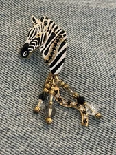 LATR 2GO Zebra Earring Replacement SINGLE Rhinestone Dangle Post Black And White