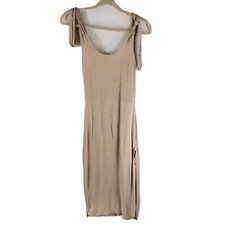 Pretty Little Thing Slone Tie Shoulder Scoop Neck Jersey Midi Dress Beige 4