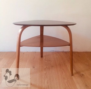 Bow Wood Hugues Steiner Coffee Table Booster 60cm Vintage Pedestal Design 1950 Ebay