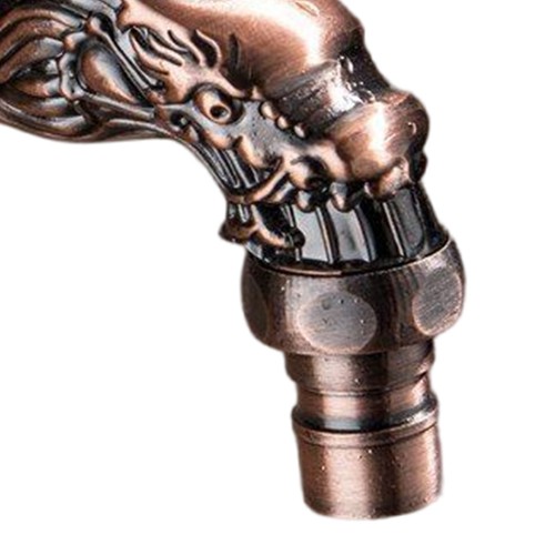 Vintage Messing Outdoor Garten Wasserhahn Drache Schnitzen Zapfen Wasserhahn Bibcock Deko - Bild 6 von 20