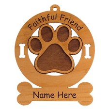 Faithful Friend Dog Paw Ornament Personalized With Your Dog's Name