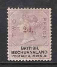 M23225 Bechuanaland 1888 SG23 QV: 2d on 2d lilac & black. LMM, Cat £65