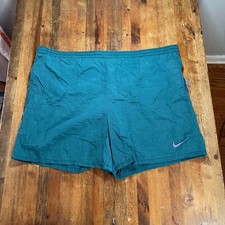Vintage Nike Swimsuit Mens Large Green Big Swoosh 90s White Tag Trunks Shorts