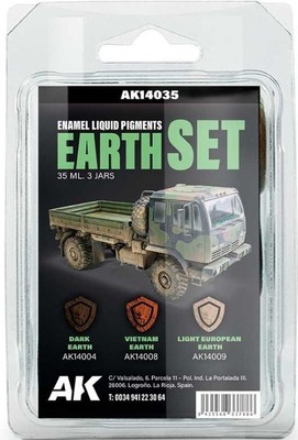 Ak Interactive 14035 Earth Liquid Pigment Emaille Set (14004, 14008, 14009)