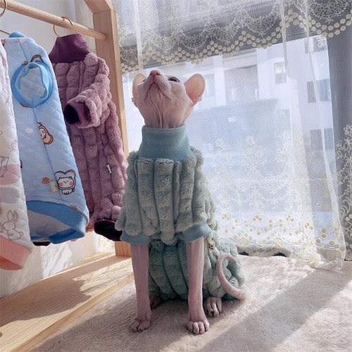 Warm Cat Turtleneck Sweater Hairless Cat Clothes Winter Coat Thickening Fleece - Picture 18 of 23