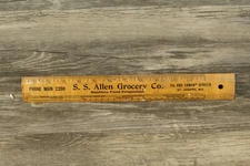 VINTAGE s.s.allen grocery co. WOOD RULER AMER. MFG. CONCERN FALCONER NY