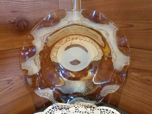 1 LARGE JEANNETTE IRIDESCENT MARIGOLD IRIS & HERRINGBONE CARNIVAL GLASS BOWL - Picture 6 of 11