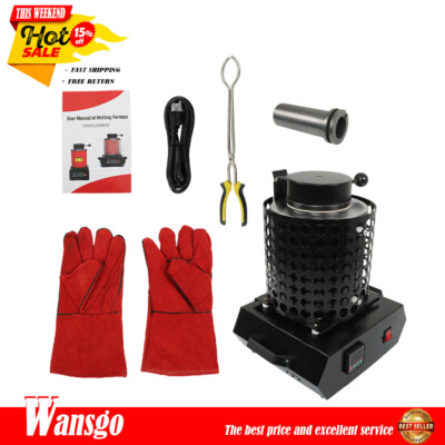 Electric Metal Melting Furnace Forge Kit+Mesh 3KG Crucible For Melt Scrap 1400W