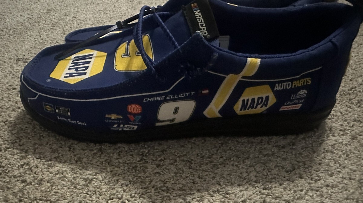 NASCAR Hey Dude Black Loafers with Blue and Yellow Accents http:// main image 3