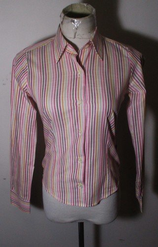 Barbour, BARBOUR Pink Striped Long Sleeve Blouse Women's Size 4 USA
