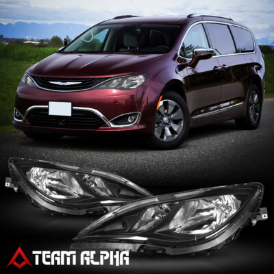 Fits 2017-2023 Chrysler Pacifica Voyager [Black/Clear] Replacement Headlights