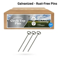 Circle Top Pins 500 Pack 6 Inch ~Landscape Staples SOD Garden Stakes - Sandbaggy