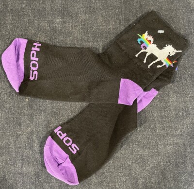 Unicorn Rainbow Sophos Novelty Socks IT Gift Idea Tall Black Tech Computer
