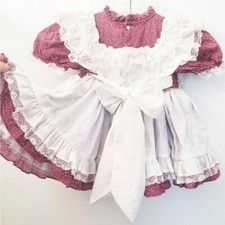 Martha s Miniatures Girls VTG Floral Pageant Ruffle Dress Lace Cottagecore Boho