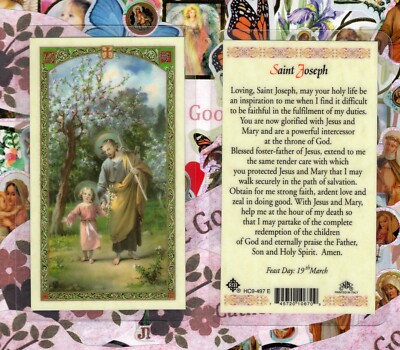 St. Saint Joseph with Prayer to Saint Joseph - Laminated Holy Card 497E