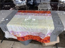 Vintage Hand Patchwork Quilted Throw Lap Blanket 48X44