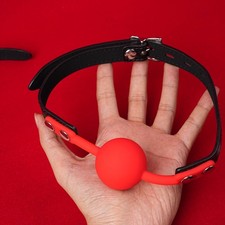 BDSM Bondage Harness Silicone Ball Open Mouth Gag Adjustable Locking Restraint