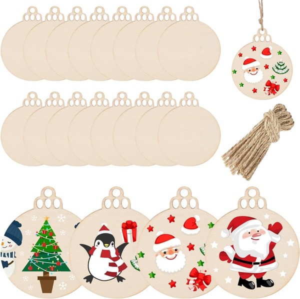 Weihnachtskugeln Holz 20 StüCk Zum Bemalen Basteln Dekoration Geschenk-image