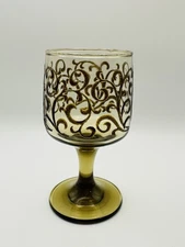 8 Vintage Libby Prado Wine Port Sherbet Glasses Brown Swirl MCM Barware