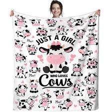 Cow Blanket Plush Just A Girl Who Loves Cows Soft Flannel Throw 80x60 Inch