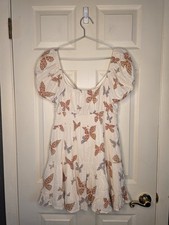 American Eagle Outfitters White Butterfly Print Mini Dress