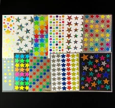 11 STARS RAINBOW NEON SPACE lot STICKER SHEETS prism prismatic foil holo glitter