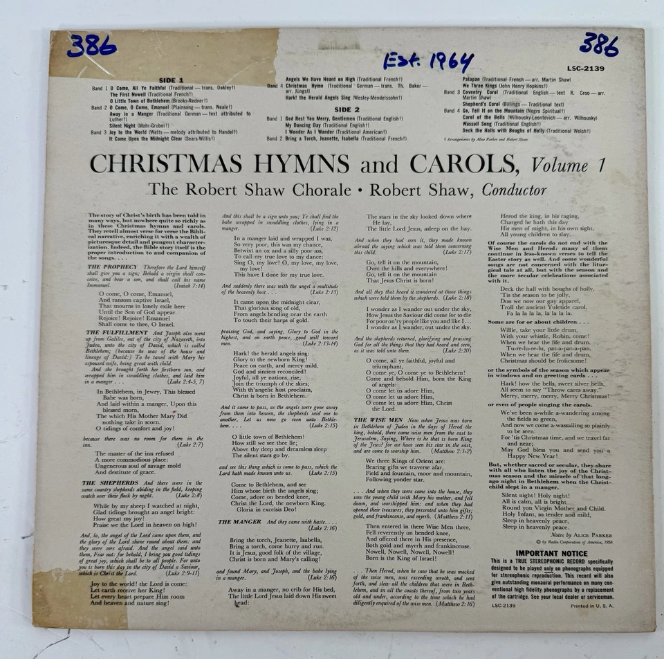 Victor ‘Christmas Hymns And Carols Vol. 1’ by The Robert Shaw Chorale Foto 3 de 4