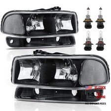Headlight Assembly Front Lamp - Compatible with 1999 Black/Clear/Clear With Bulb