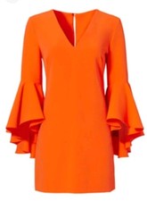 MILLY Orange Dress Ruffle Sleeve Size 6