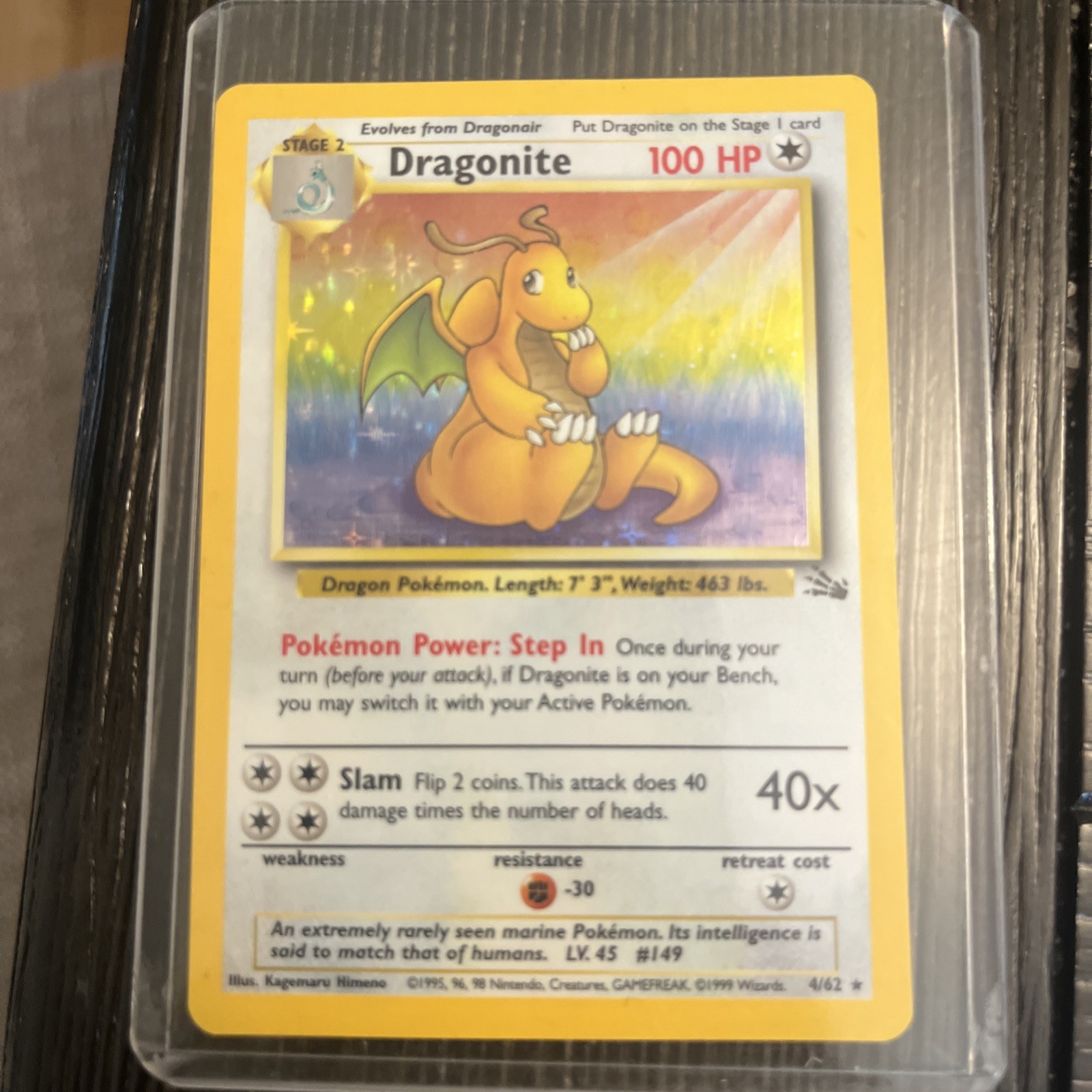 Dragonite – Fossil 4/62 – Holo Rare – Near Mint – Vintage Pokémon