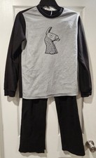 Fortnite Llama Pajama Set Boys Flannel 2-PC Sleepwear Black Gray Size 14/16