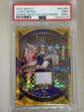 2024 Panini Select - Rookie Swatches J.J. McCarthy Gold Prizm (RC) /10 PSA 10