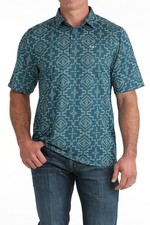 Cinch Blue Aztec Arenaflex Print - Mens Polo - Mtk1865037