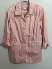 Retro Vintage Norton & Co Woman coat pink with white polkadots (C83) Knee Length