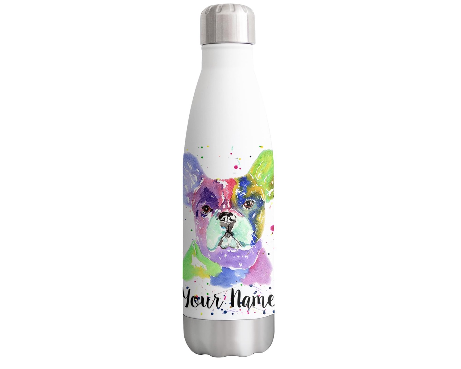 French Bulldog Personalised Custom Bottle with your Text/name Frenchie Dog 500ml
