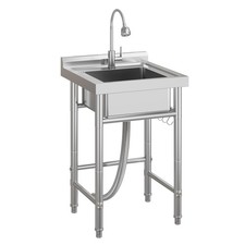 Stainless Steel Utility Sin 20x20 in Single Bowl Kitchen Sink with Water Faucet