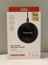 NEW Gigastone 15W Fast Wireless Charger Qi-Compatible Apple iPhone, Samsung, Lg