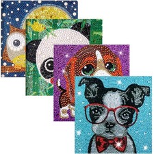 Diamond Painting Kits for Kids, 4Pcs Kids Art Animal 5D Colorful