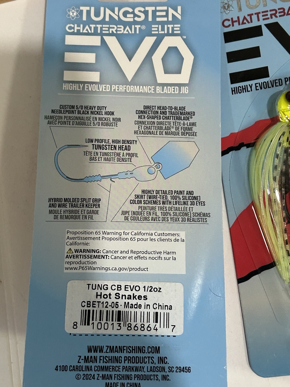 LOT OF 2    Z-Man Tungsten Chatterbait Elite EVO 1/2oz Hot Snakes  TACKLE FIND - Image 3