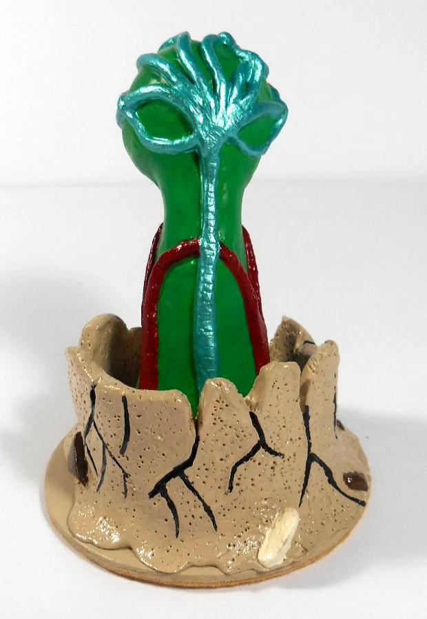ALIEN CLAY SCULPTURE 'THE WATCHER' OOAK ORIGINAL DESIGN HAND PAINTED~r18