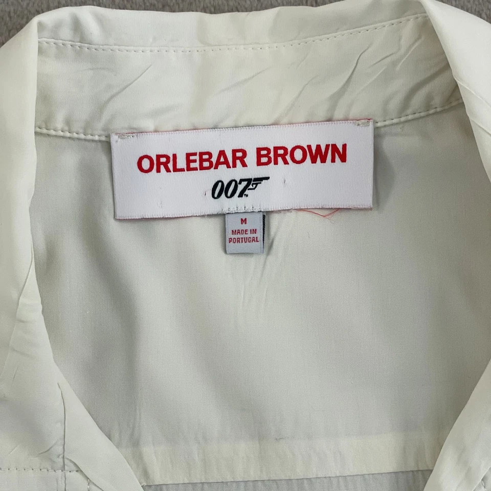 Camisa Orlebar Marrón Golden Gun Cuello Capri Hombres Mediana Marfil 007 James Bond $295 Foto 2 de 4